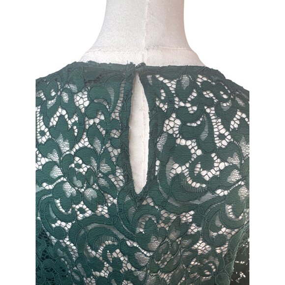 ZARA Small Forest Green Lace Bell Sleeve Blouse - Picture 10 of 13